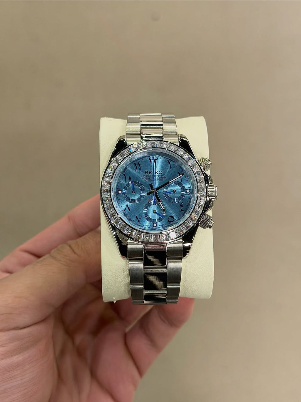 Baguette Diamond Ice Blue Arabic Dial
