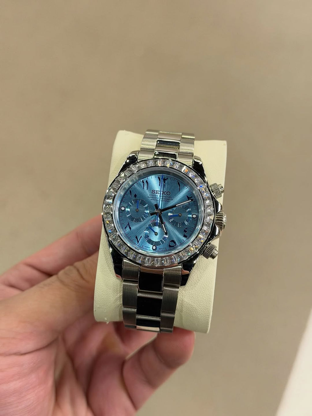 Baguette Diamond Ice Blue Arabic Dial